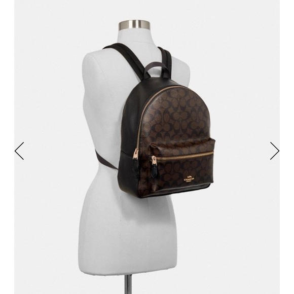 Coach Medium Charlie Backpack In Signature Canvas - Picture 2 of 4